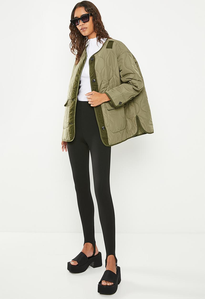 ONLY - Charlee long sleeve oversize quilt jacket - deep lichen green