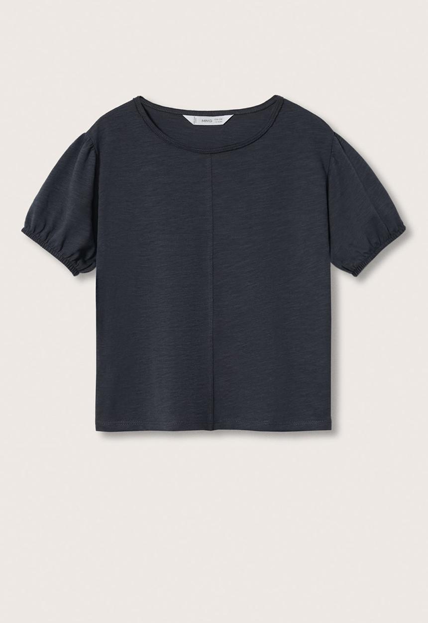 MANGO - T-shirt  slubby - charcoal