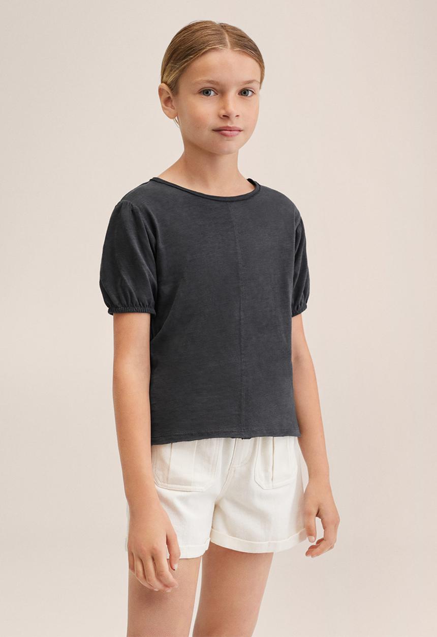 MANGO - T-shirt  slubby - charcoal