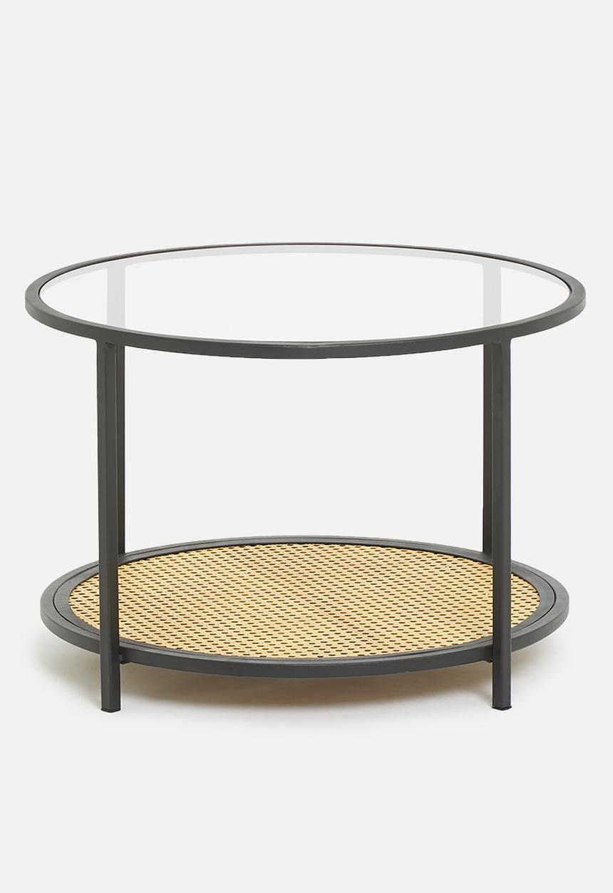 Sixth Floor - Glass and rattan coffee table - black 