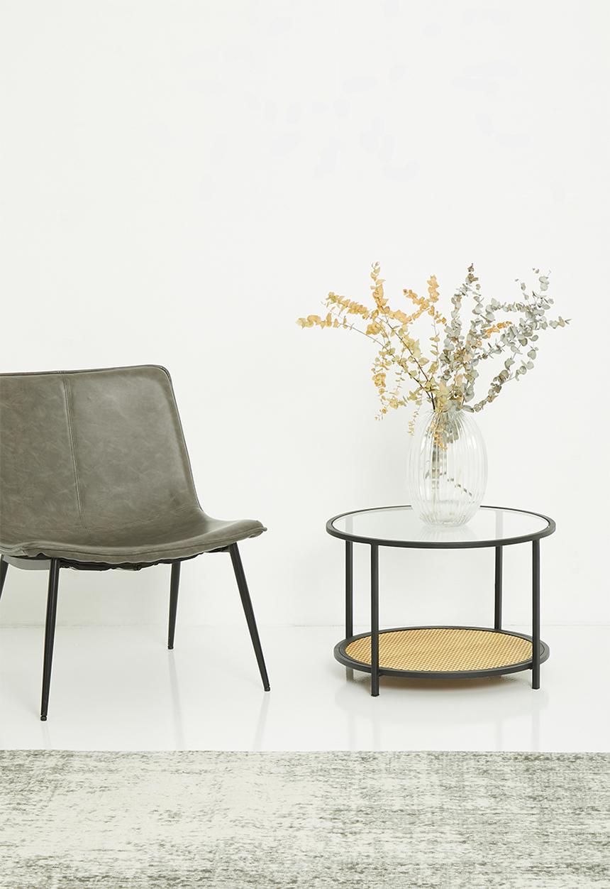 Sixth Floor - Glass and rattan coffee table - black 