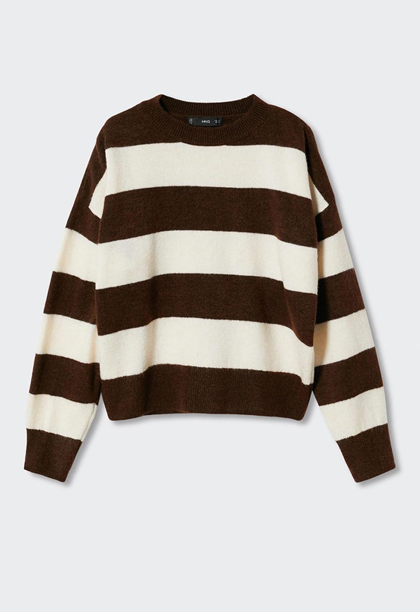 MANGO - Sweater stripy - brown