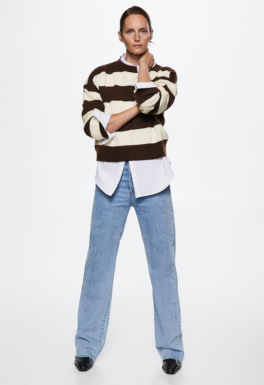 MANGO - Sweater stripy - brown