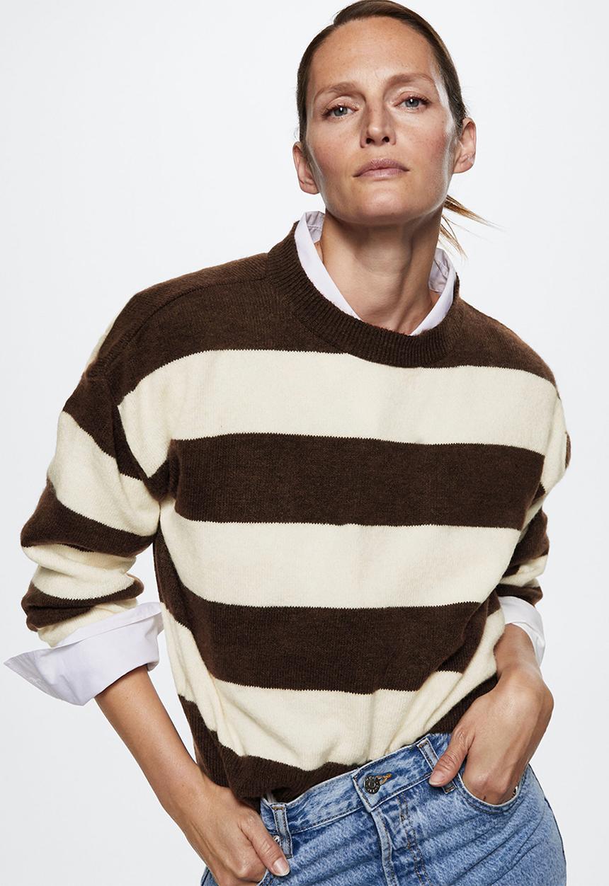 MANGO - Sweater stripy - brown