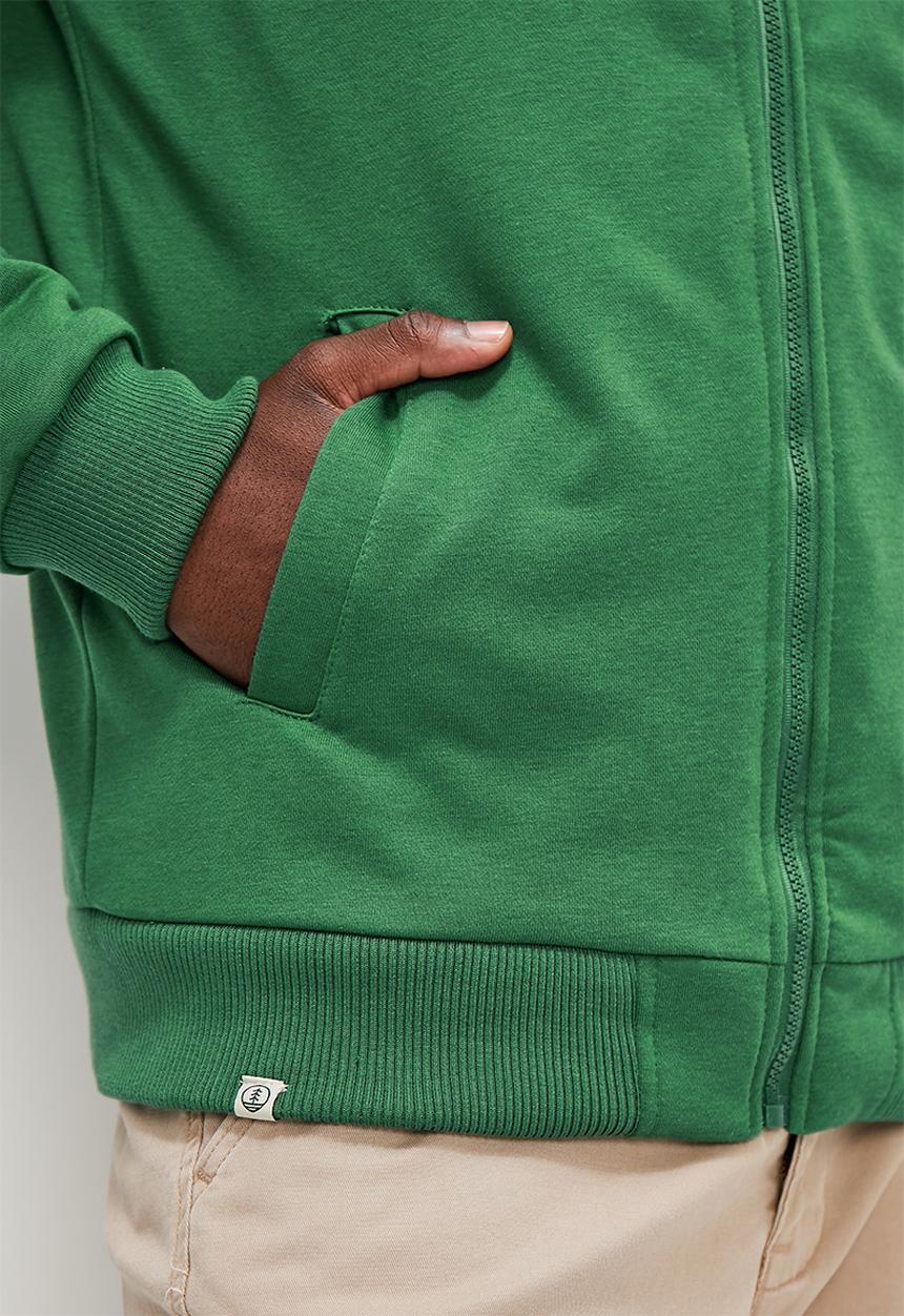 Lark & Crosse - Themba sherpa lined zip through hoodie - forest green
