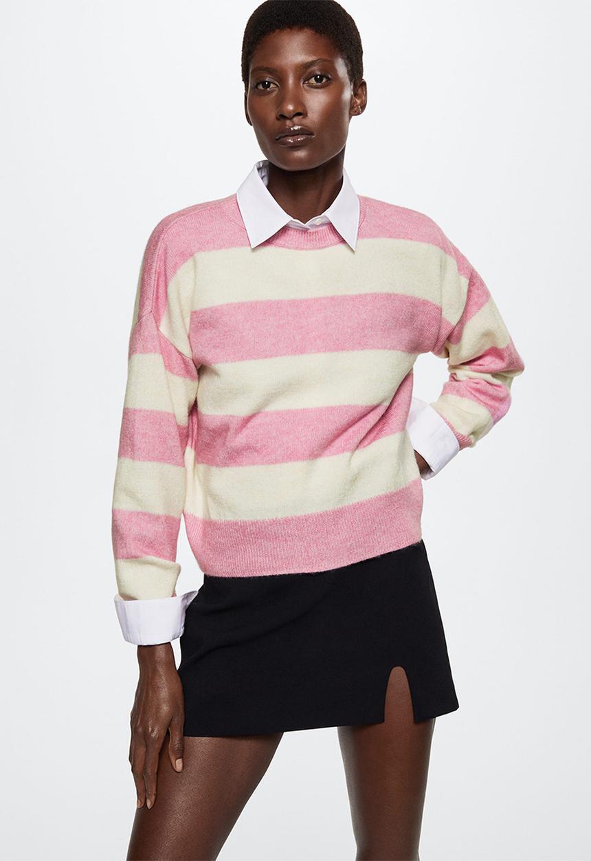 MANGO - Sweater stripy - pink
