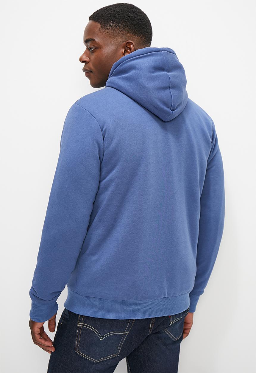 Lark & Crosse - Themba sherpa lined zip through hoodie - blue