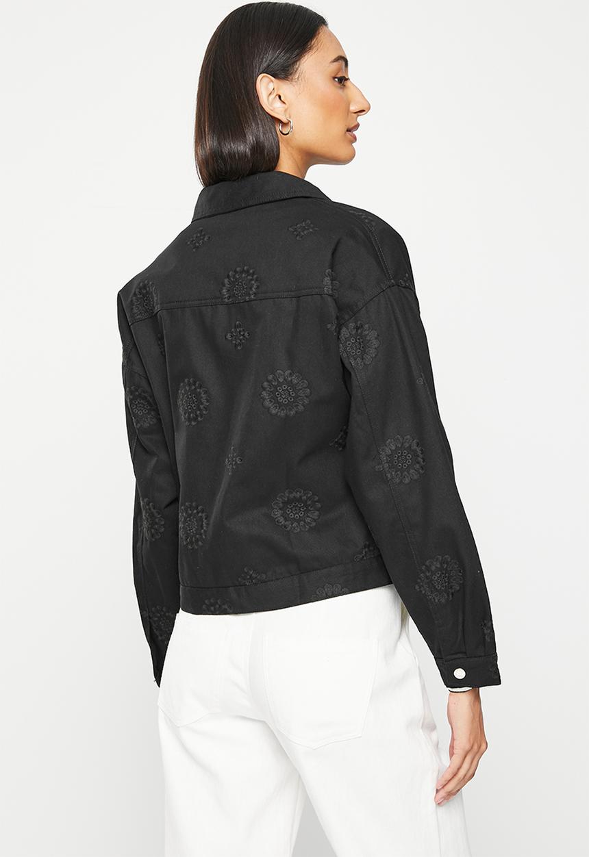 Me&B - Embroidered denim jacket - black