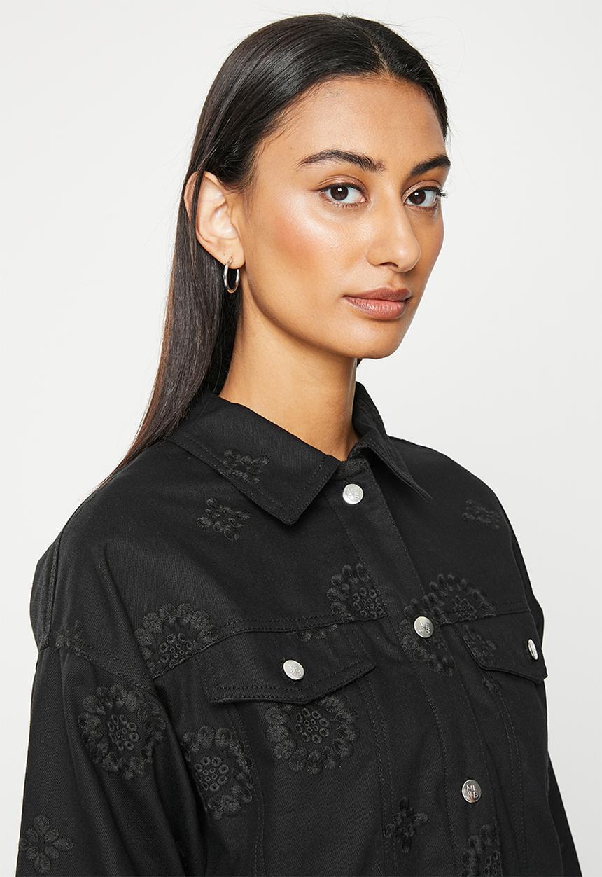 Me&B - Embroidered denim jacket - black