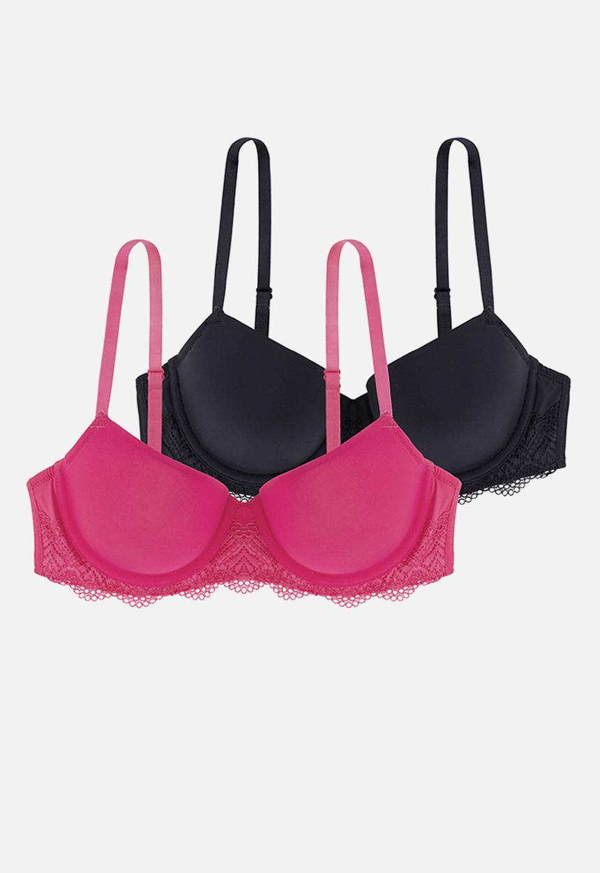 DORINA - Estelle 2 pack light padded demi - pink & black