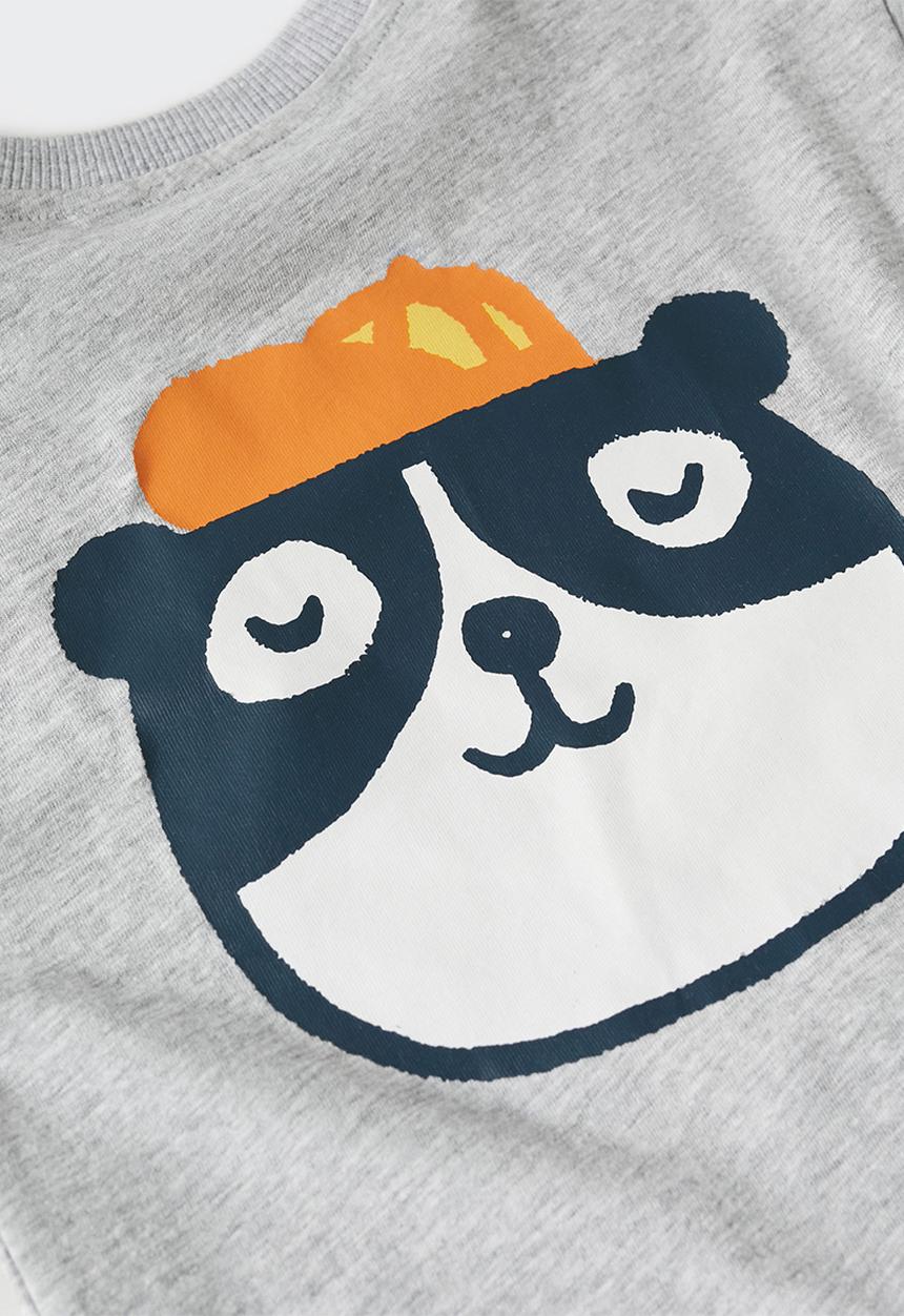 MANGO - T-shirt  panda - grey