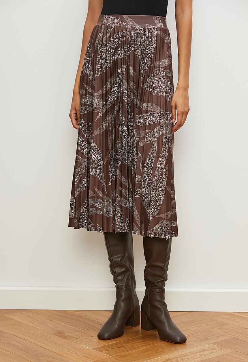 edit - Modaxi pleated skirt - large dotted leaf