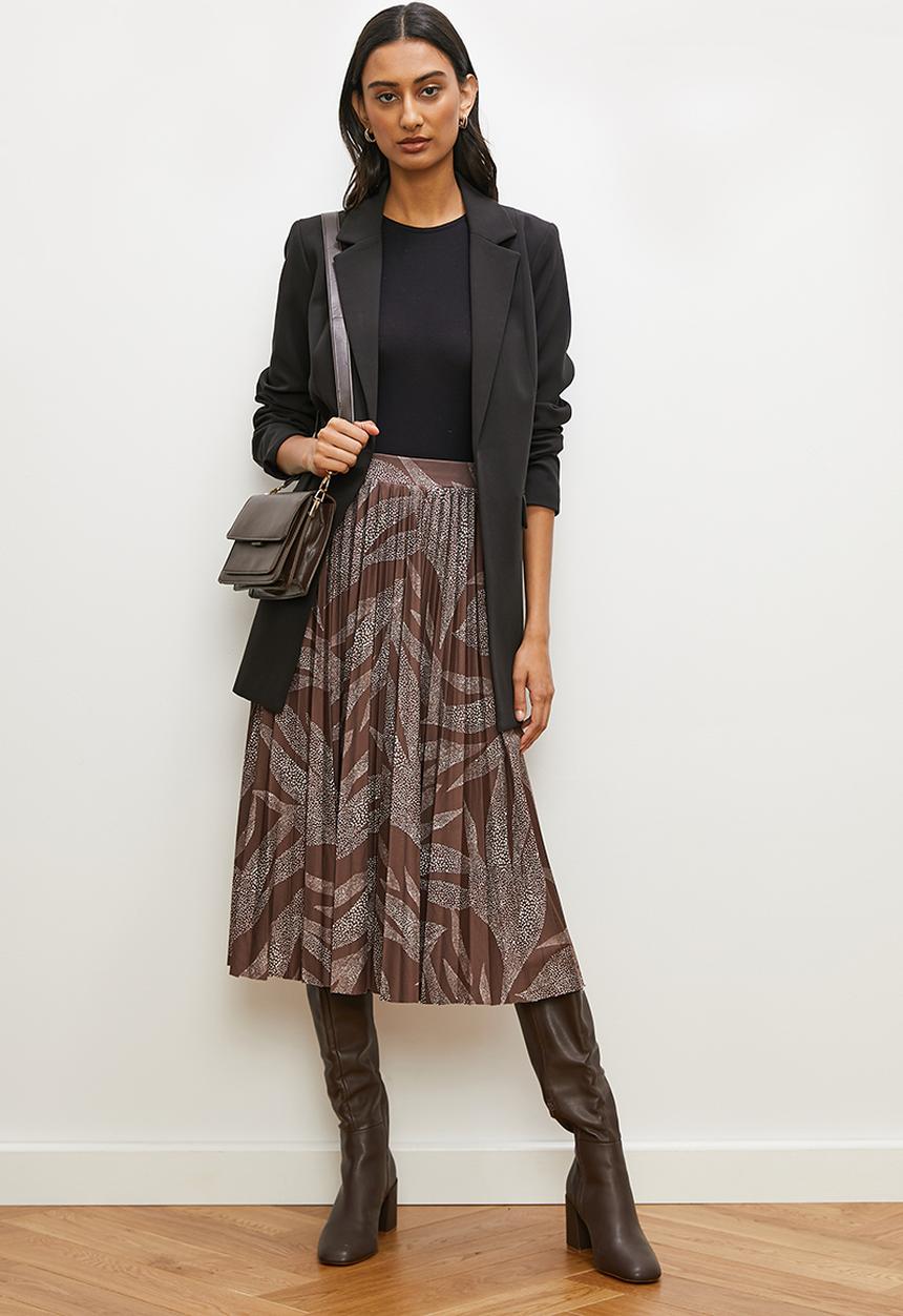 edit - Modaxi pleated skirt - large dotted leaf