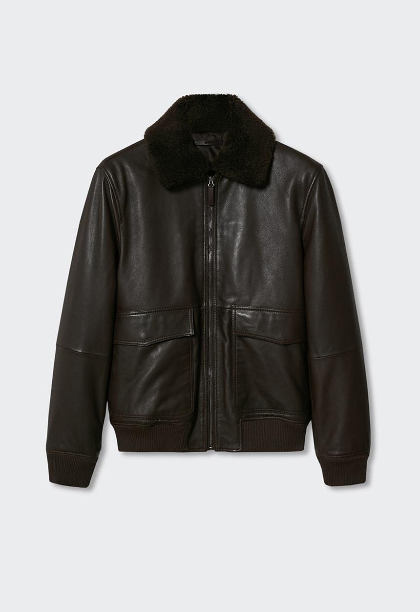 MANGO - Jacket miro leather aviator  - chocolate