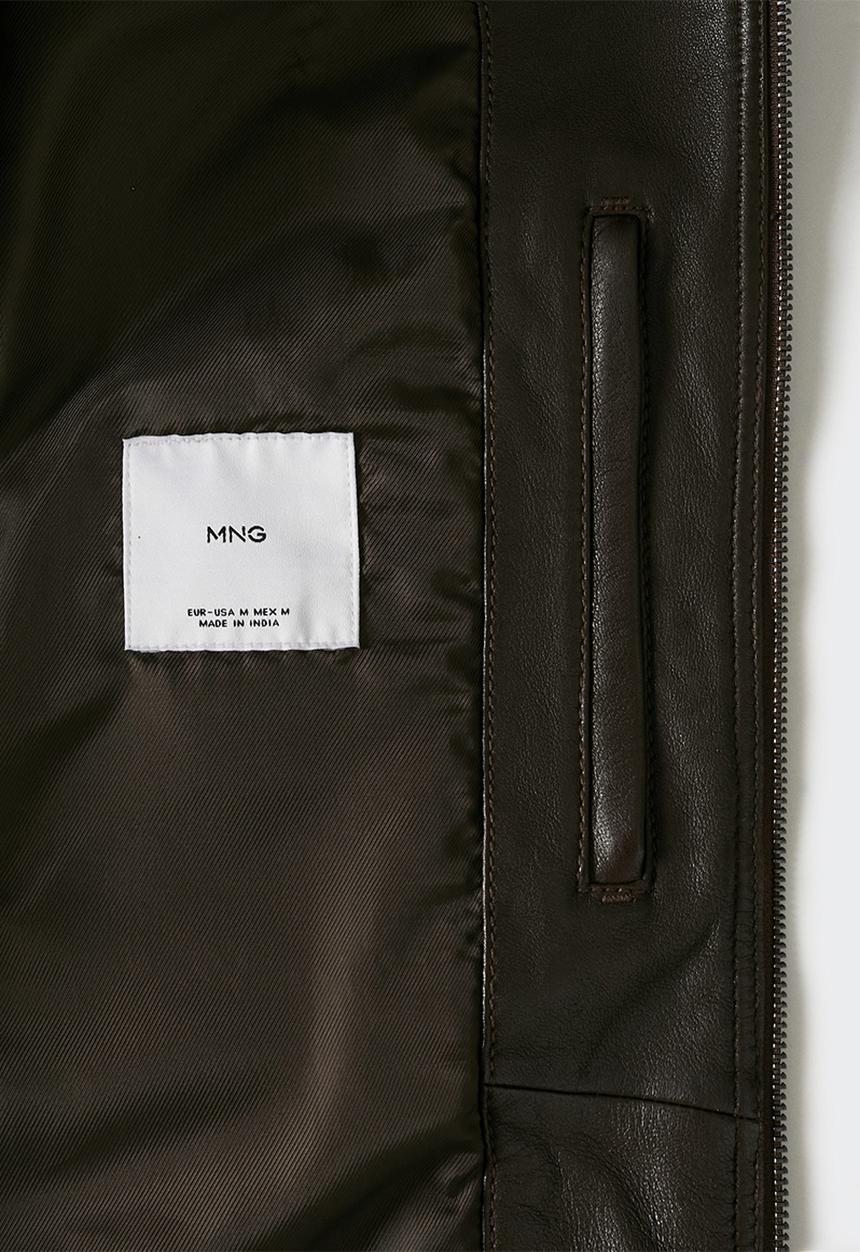 MANGO - Jacket miro leather aviator  - chocolate