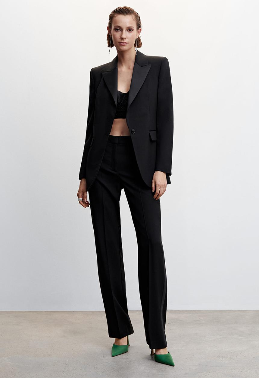 MANGO - Trousers smoking - black