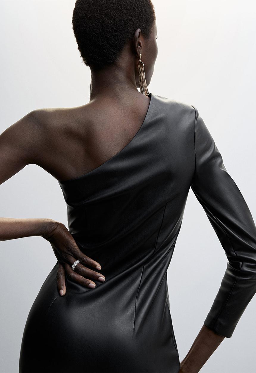 MANGO - Dress asym - black