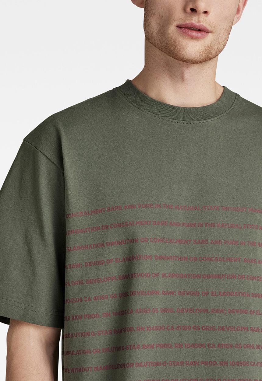 G-STAR - Text stripe boxy r t - lt hunter