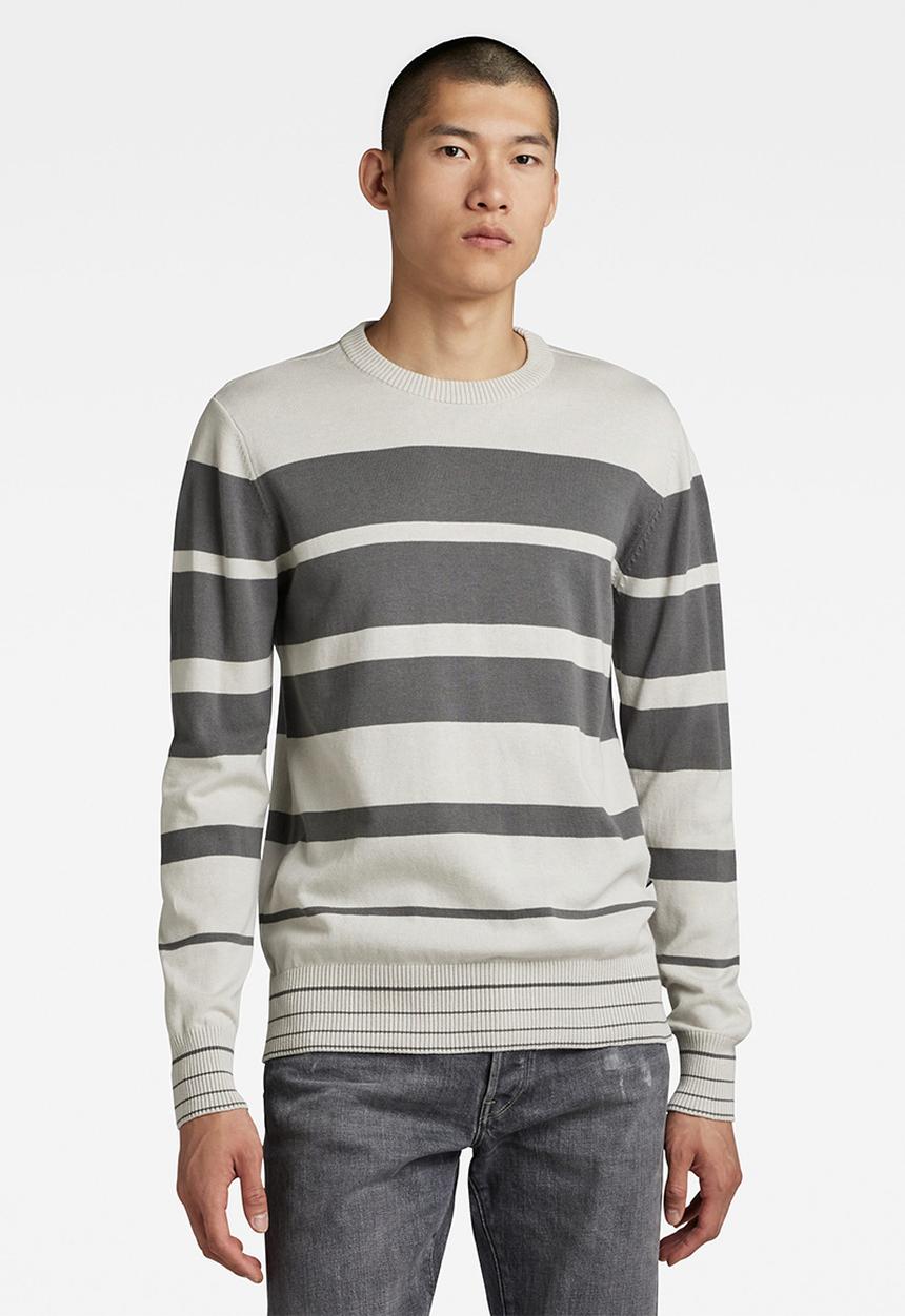 G-STAR - Irregular stripe r knit - oyster mushroom/granite stripe