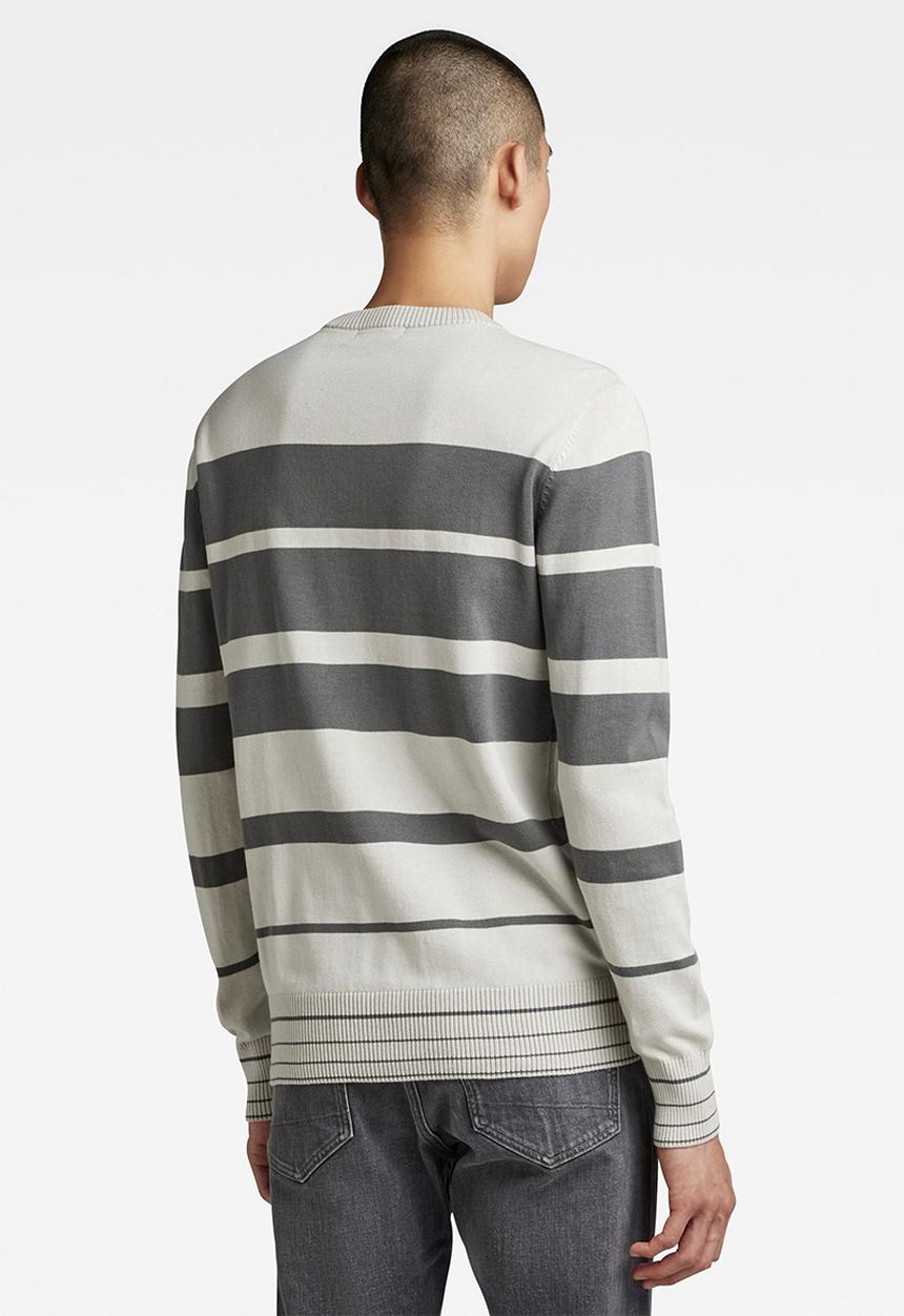 G-STAR - Irregular stripe r knit - oyster mushroom/granite stripe