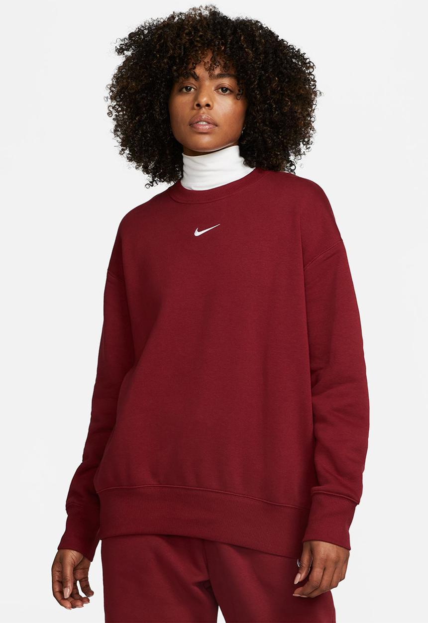 Nike - W nsw phnx flc os crew - team red/white