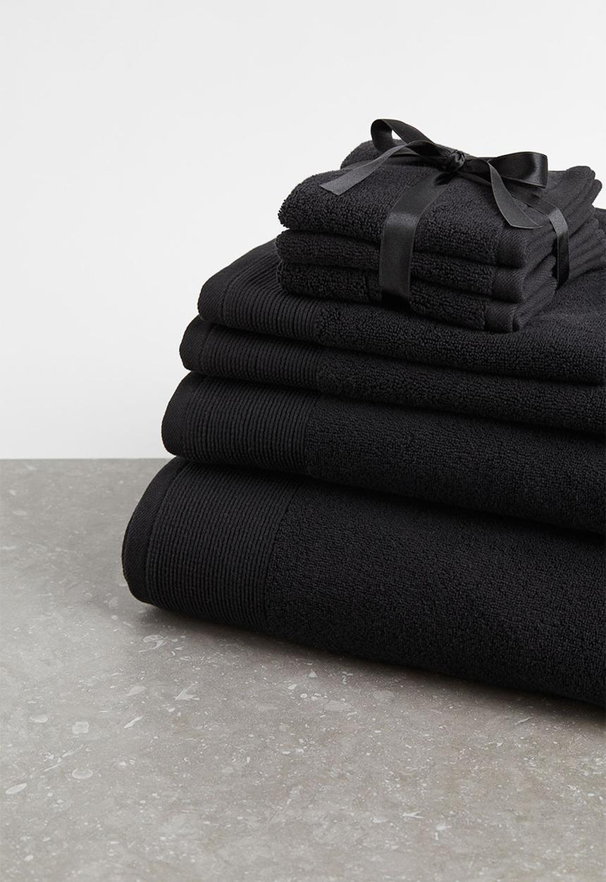 H&M - 3-pack cotton terry flannels - black