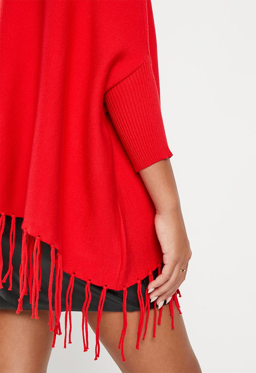 dailyfriday - High neck poncho - red