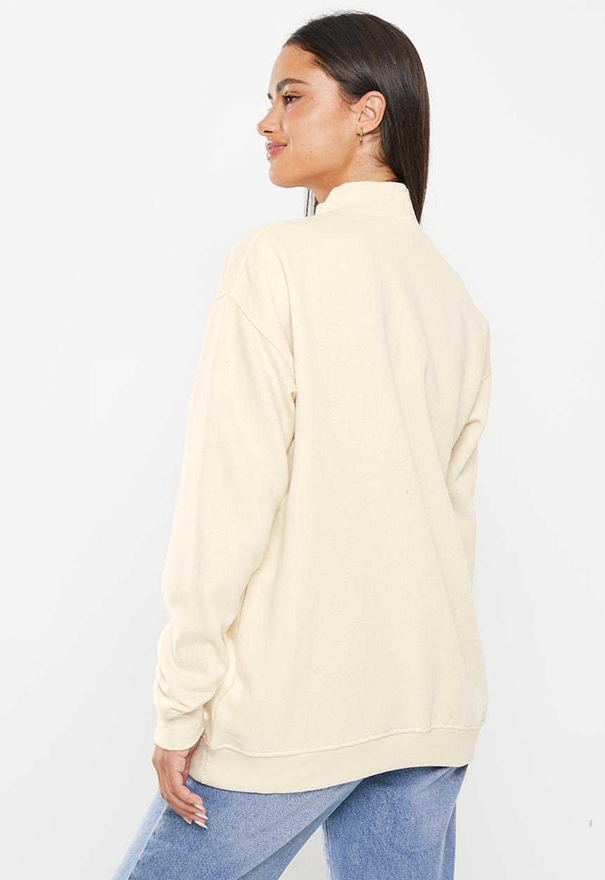 Daisy Street - 1/2 Zip boyfriend sweater - sand
