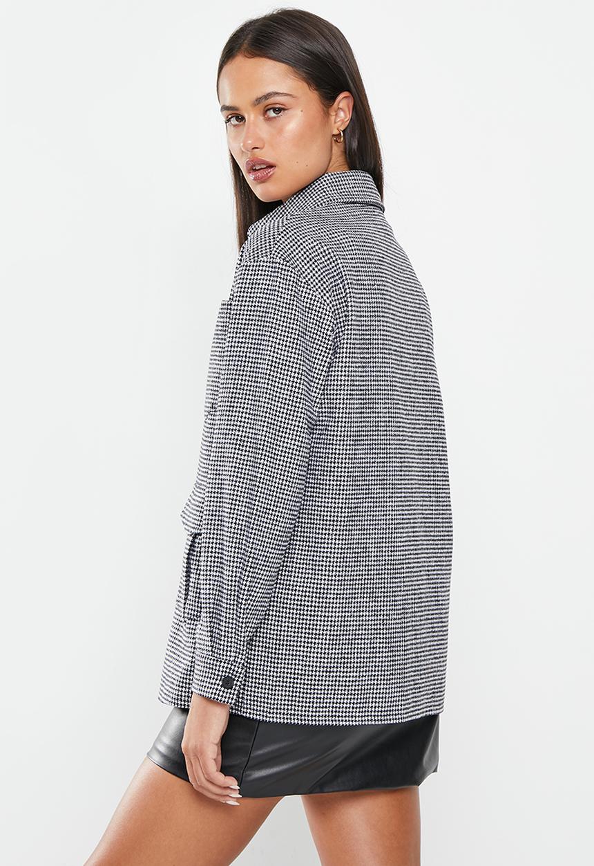 Daisy Street - Houndstooth shacket - black & white