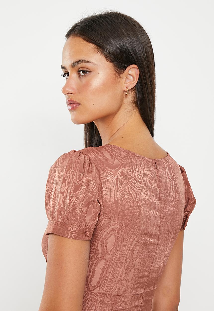 Daisy Street - Satin jacquard midaxi teadress - brown