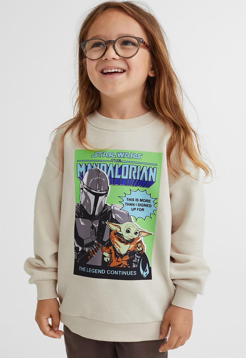 H&M - Oversized printed sweatshirt - light beige/the mandalorian