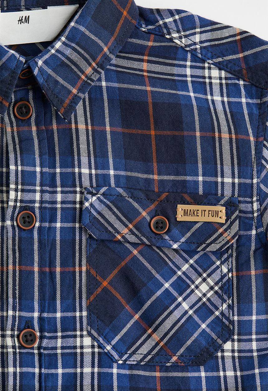H&M - Twill shirt - dark blue/checked