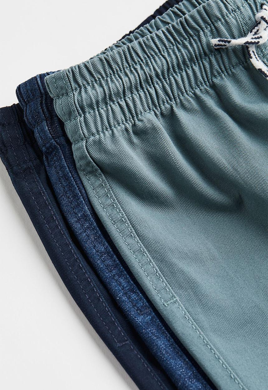 H&M - 3 Pack relaxed fit joggers - dark denim blue/grey-green