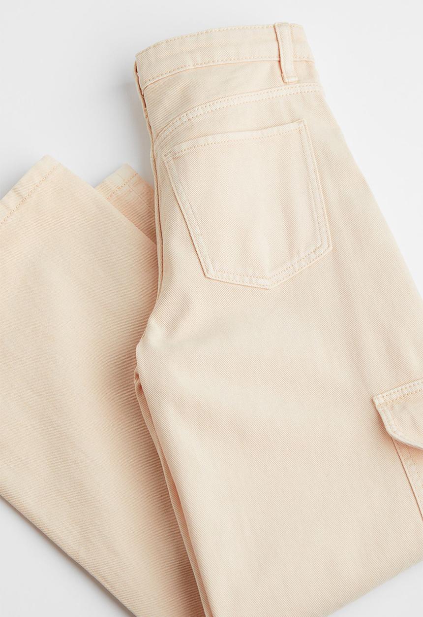 H&M - Wide fit high trousers - light yellow