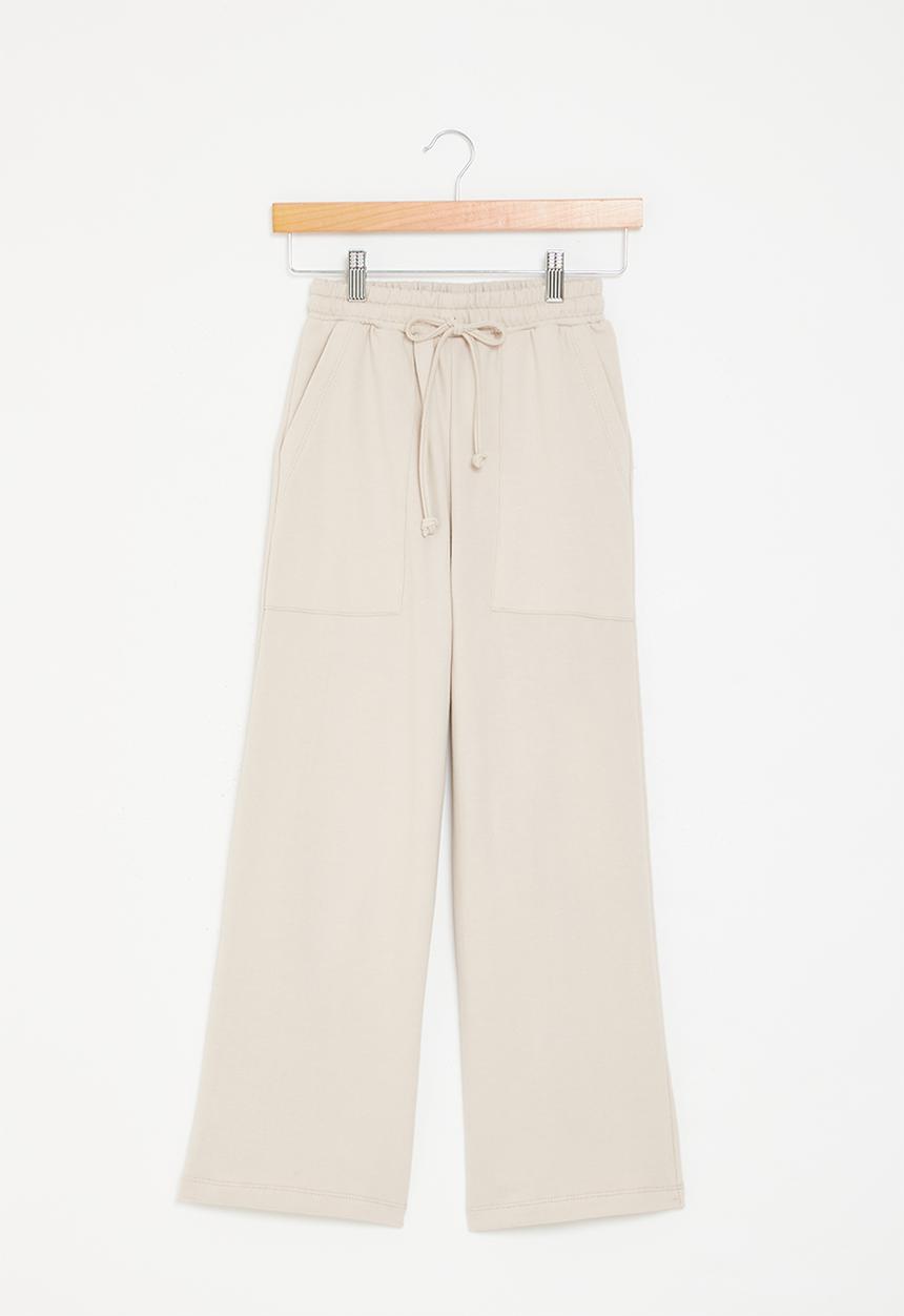 Superbalist - Wide leg track pants - stone 