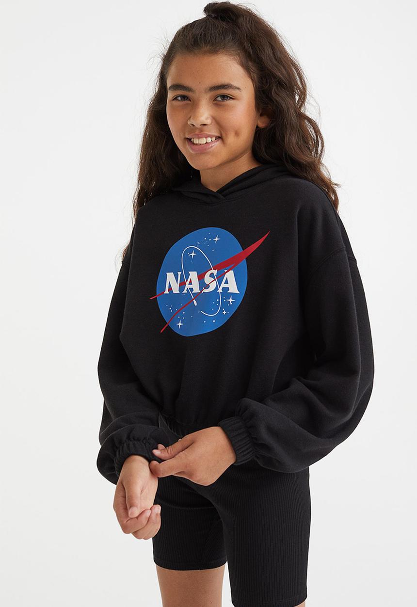 H&M - Oversized hoodie - black/nasa