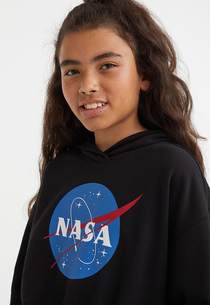 H&M - Oversized hoodie - black/nasa