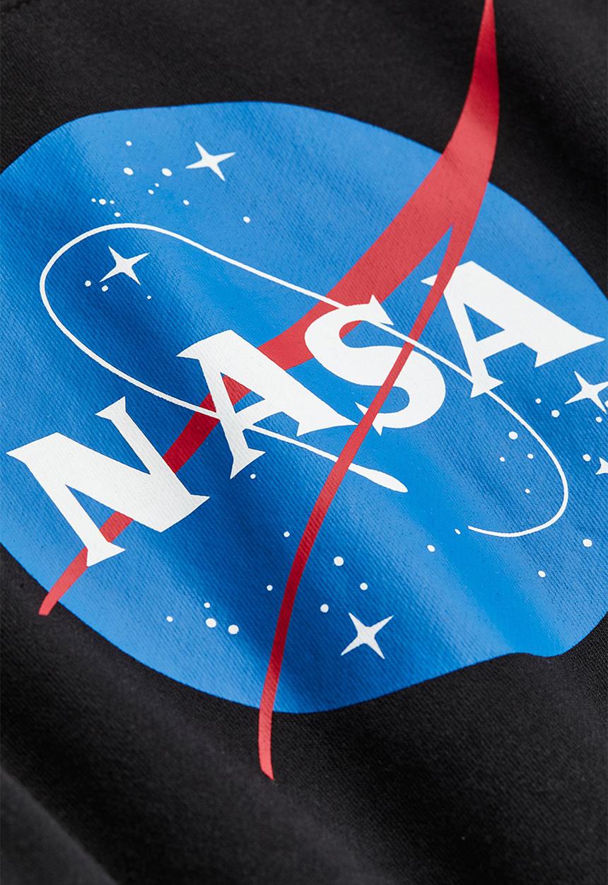 H&M - Oversized hoodie - black/nasa