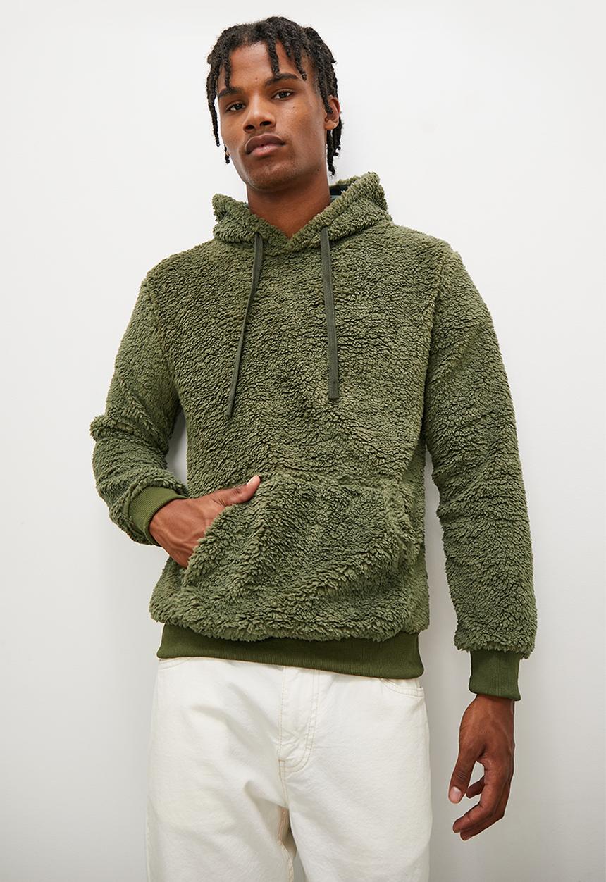 STYLE REPUBLIC - Teddy fleece pullover hoodie - khaki