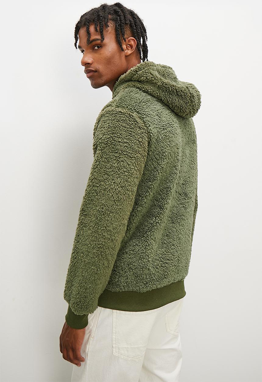 STYLE REPUBLIC - Teddy fleece pullover hoodie - khaki