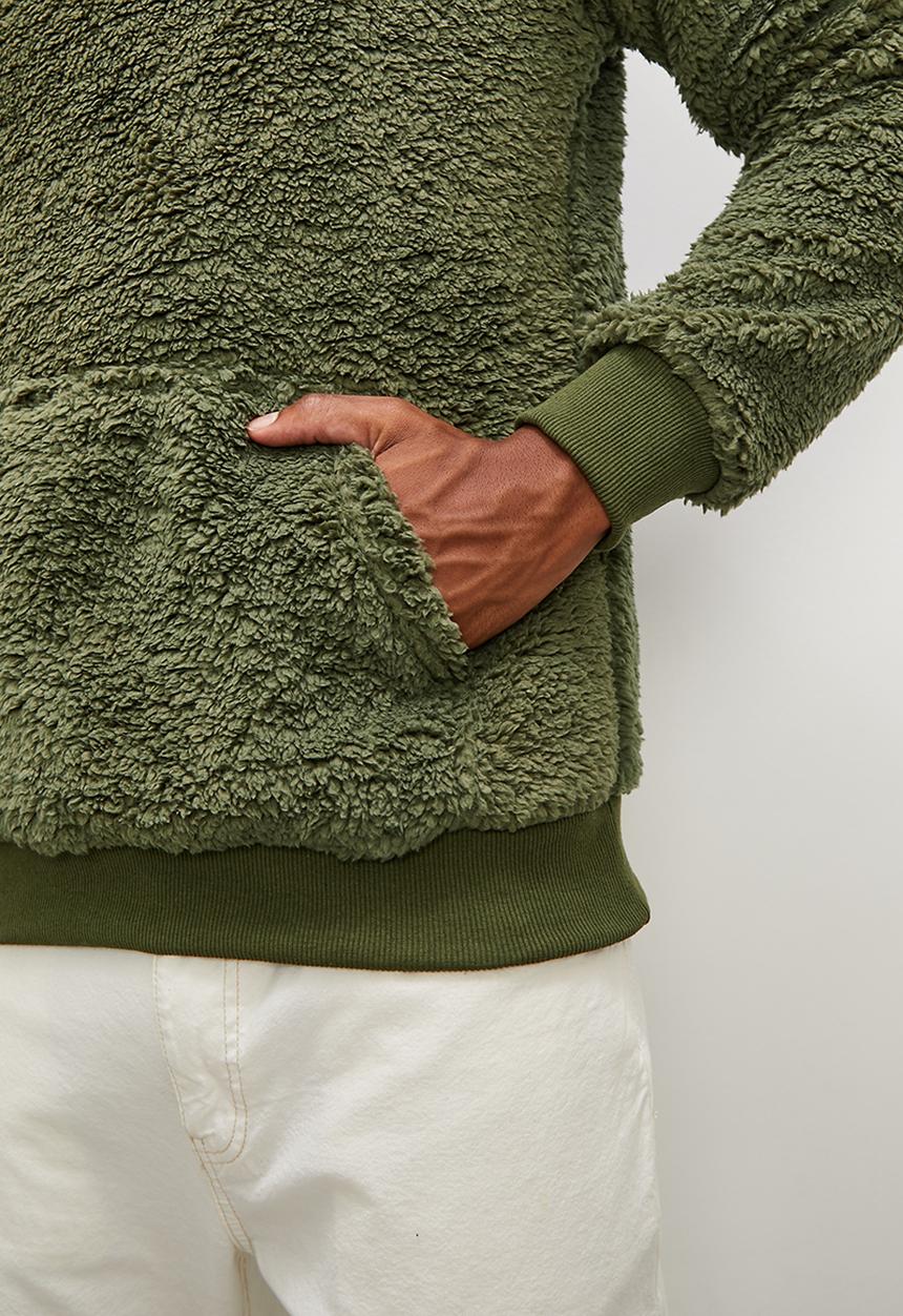 STYLE REPUBLIC - Teddy fleece pullover hoodie - khaki