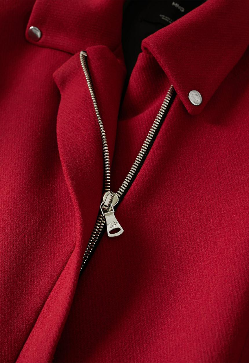 MANGO - Coat sandy - red