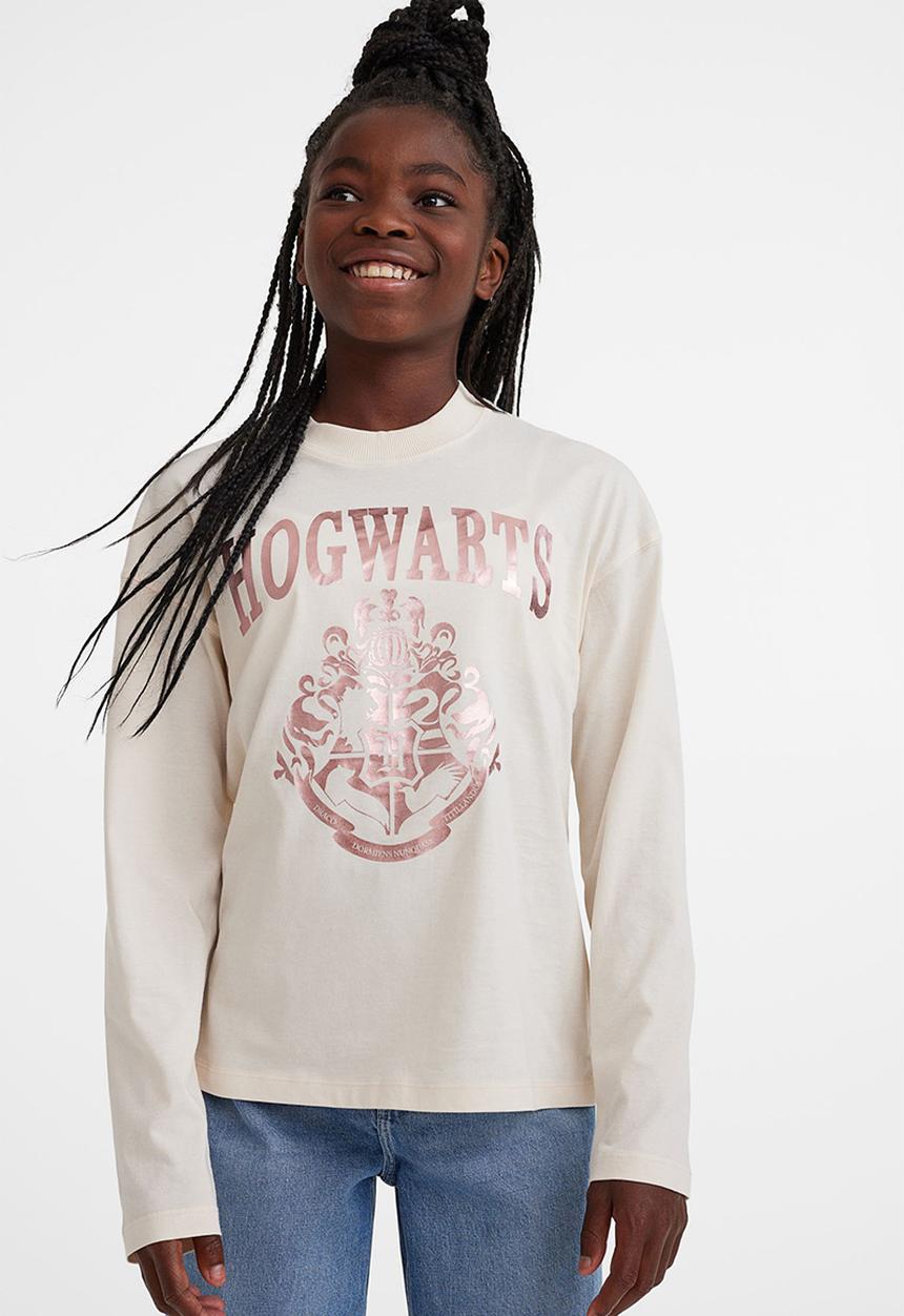 H&M - Printed cotton jersey top - natural white/harry potter