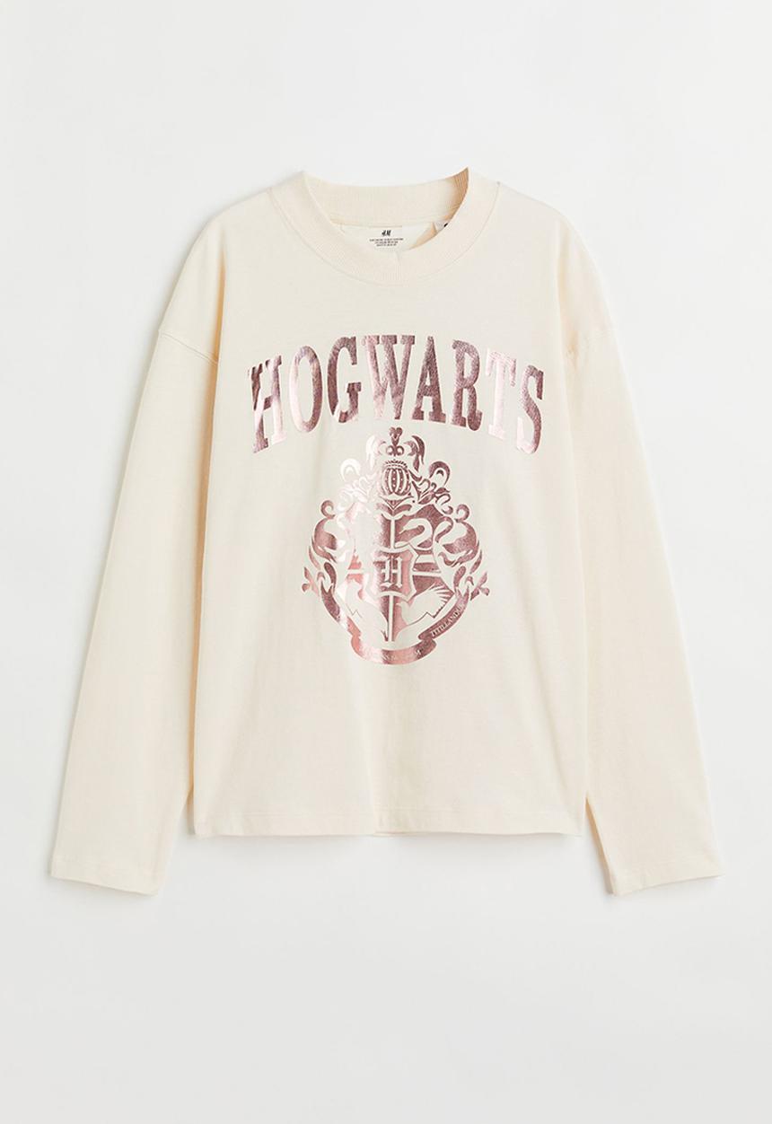 H&M - Printed cotton jersey top - natural white/harry potter