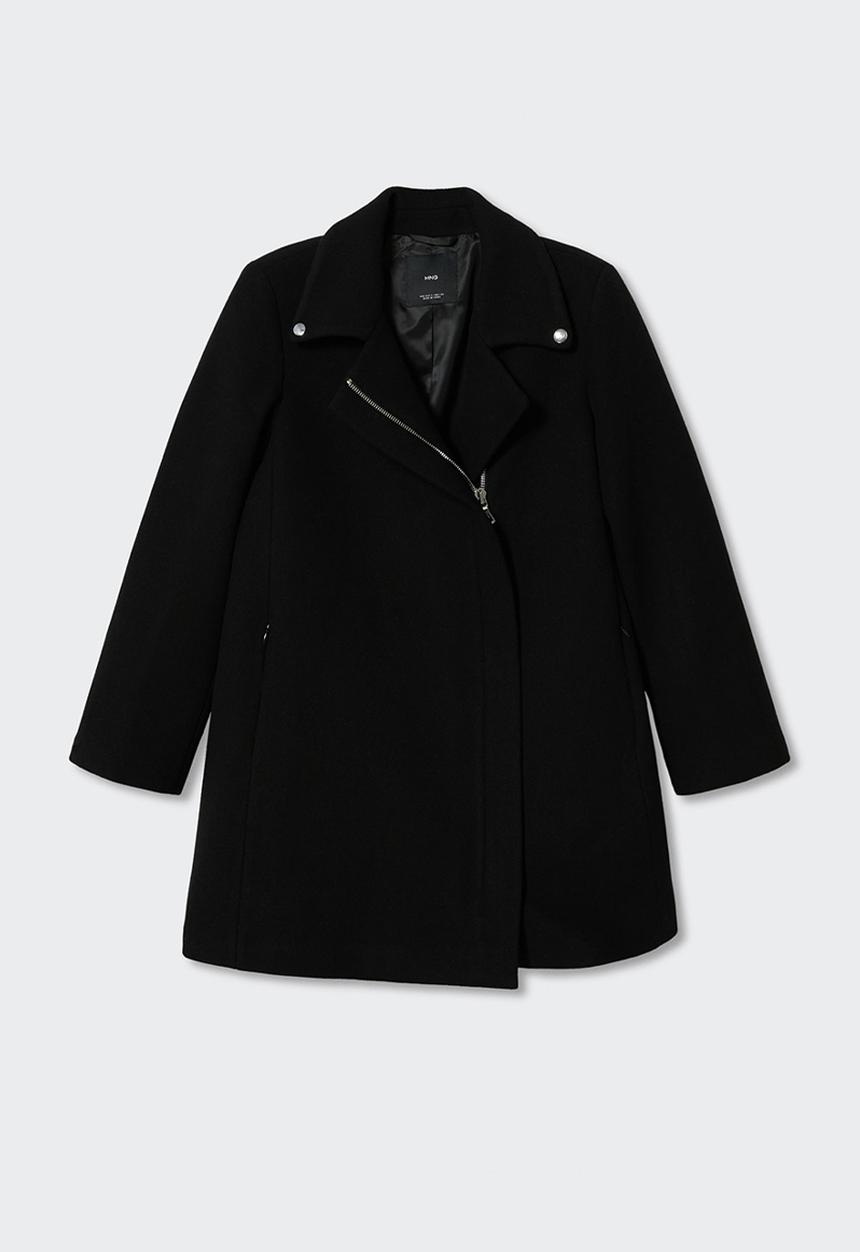 MANGO - Coat sandy - black