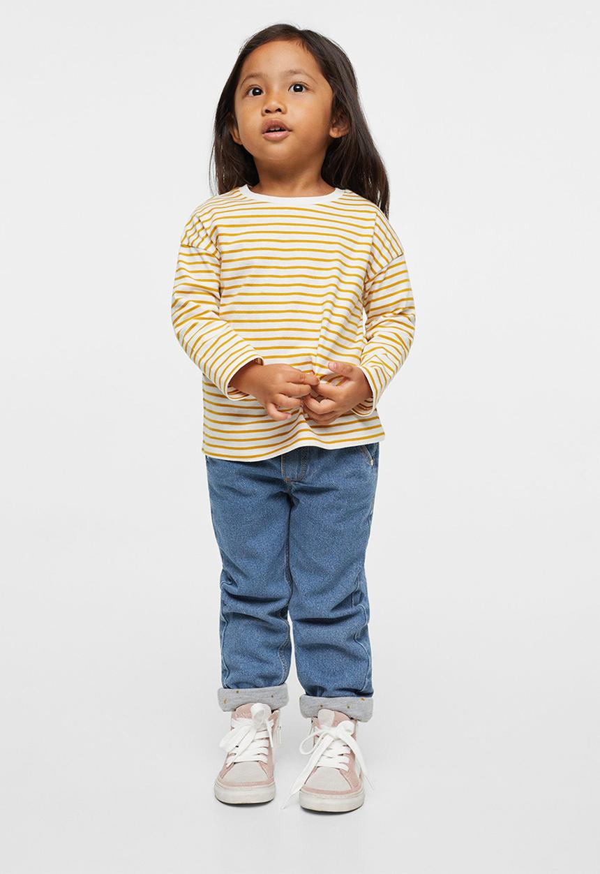 MANGO - T-shirt stripes - yellow