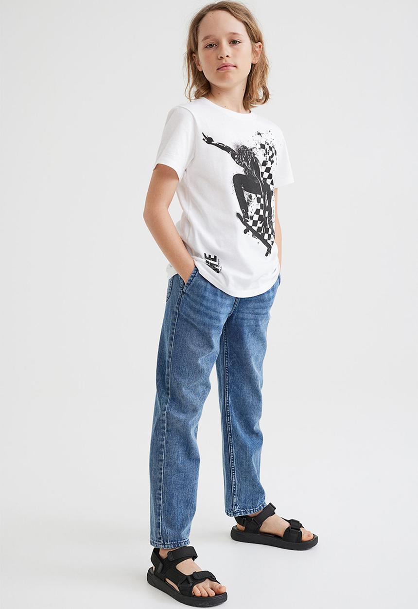 H&M - Cotton T-shirt - white/skate