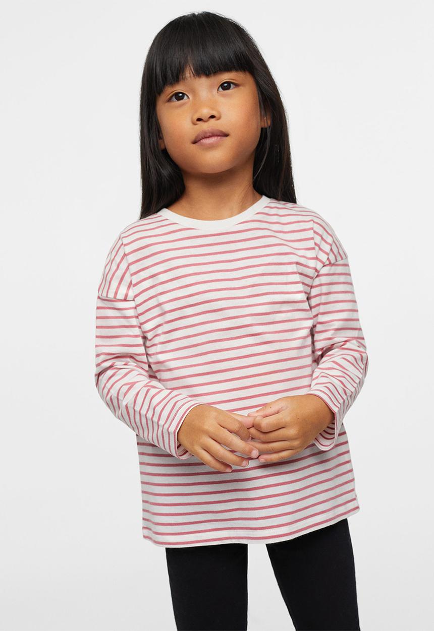 MANGO - T-shirt stripes - pink