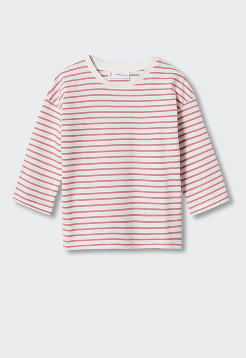 MANGO - T-shirt stripes - pink