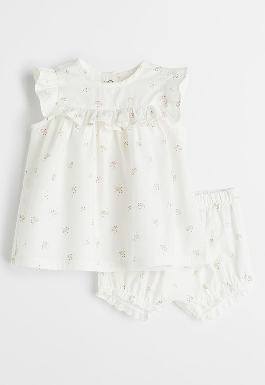 H&M - 2 Piece cotton set - natural white/floral